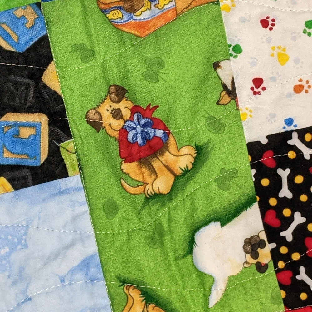 Handmade baby child's quilt patch work dogs pets unisex boy girl 46*42